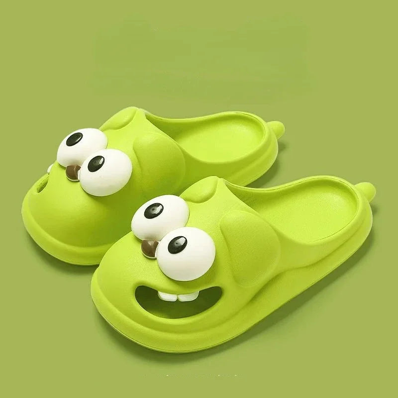 Tongue Kiss Slippers Big Eye Dog Slippers,Cute Funny Big Eye Dog Fun Cartoon Package Head Eva Slippers for Women